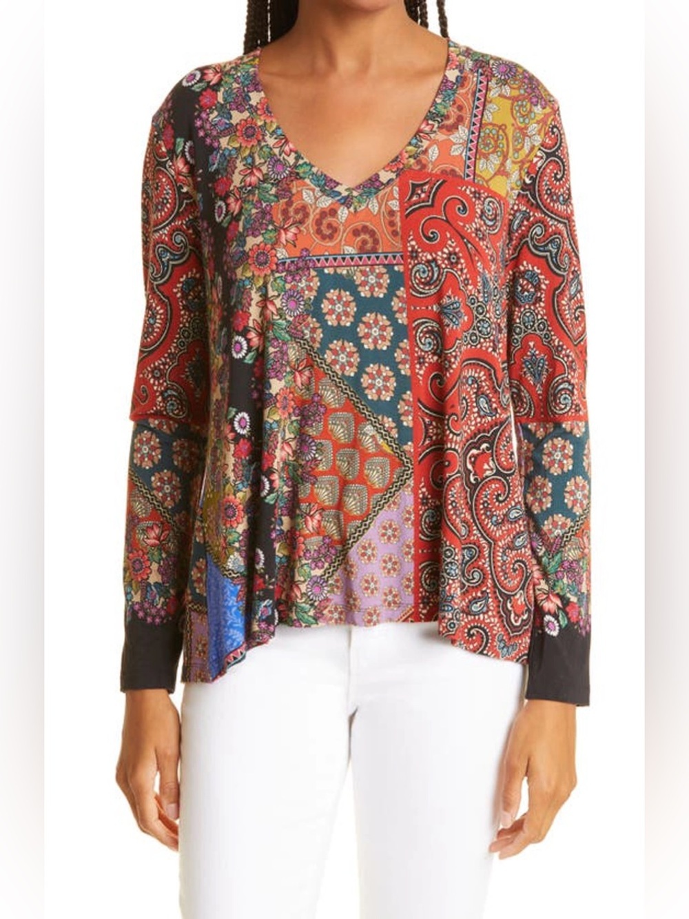Johnny Was Moa Favorite Patchwork Paisley Top Medium
